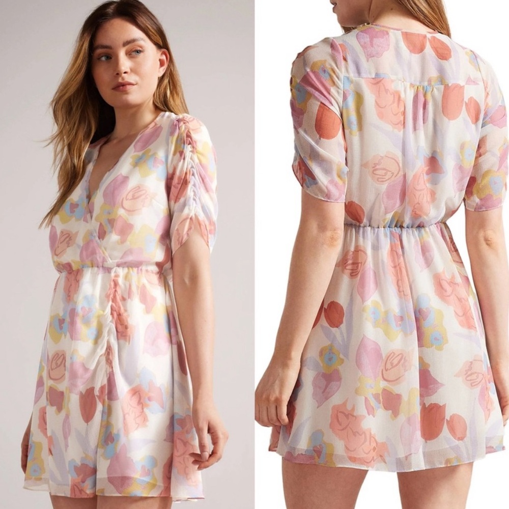 Ted Baker Juleah Ruched Sleeve Mini Dress Sz 4/US 8